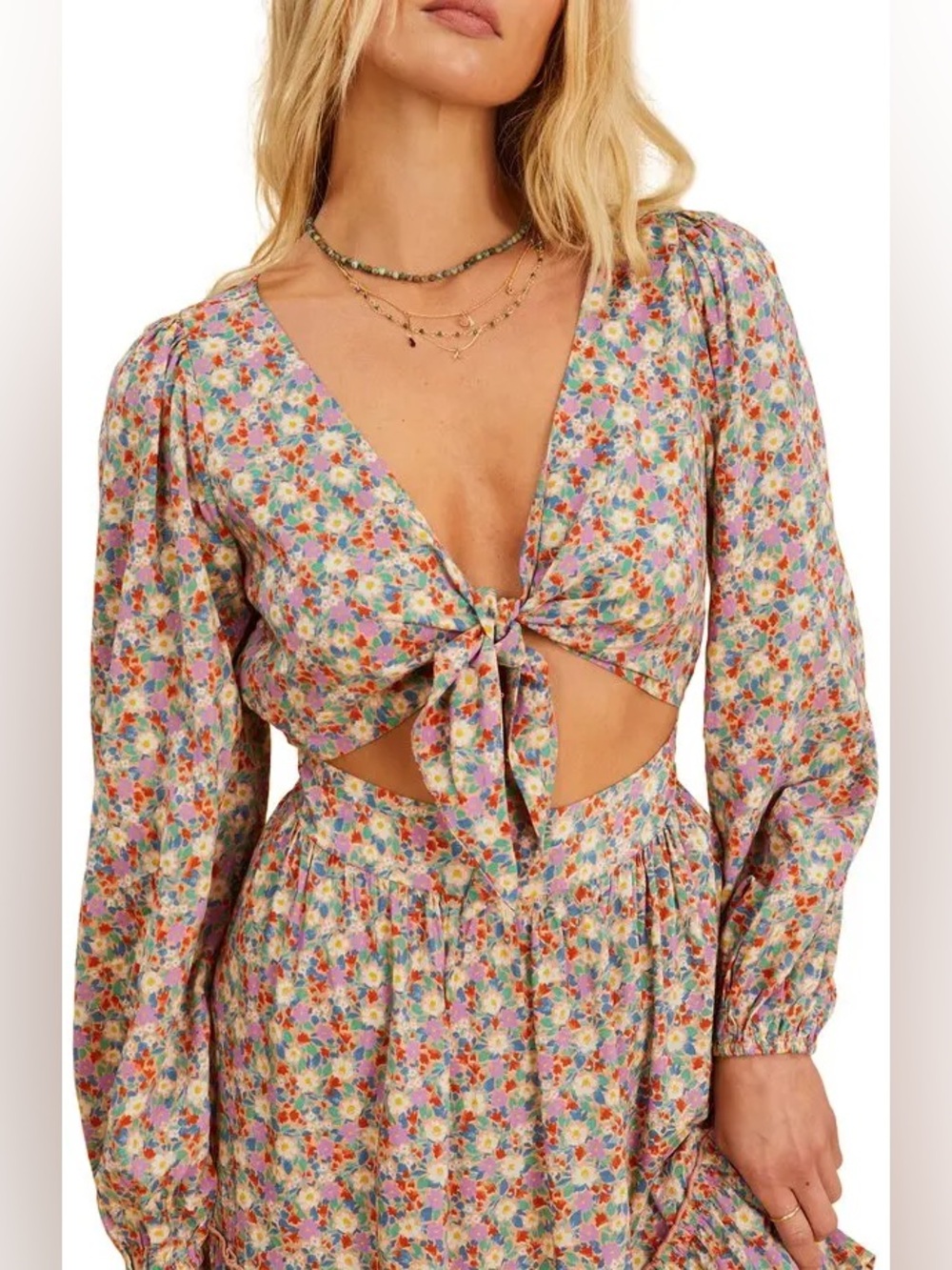 Billabong x The Salty Blonde Ditsy Dreamer Floral Cutout Mini Dress - Picture 3 of 8
